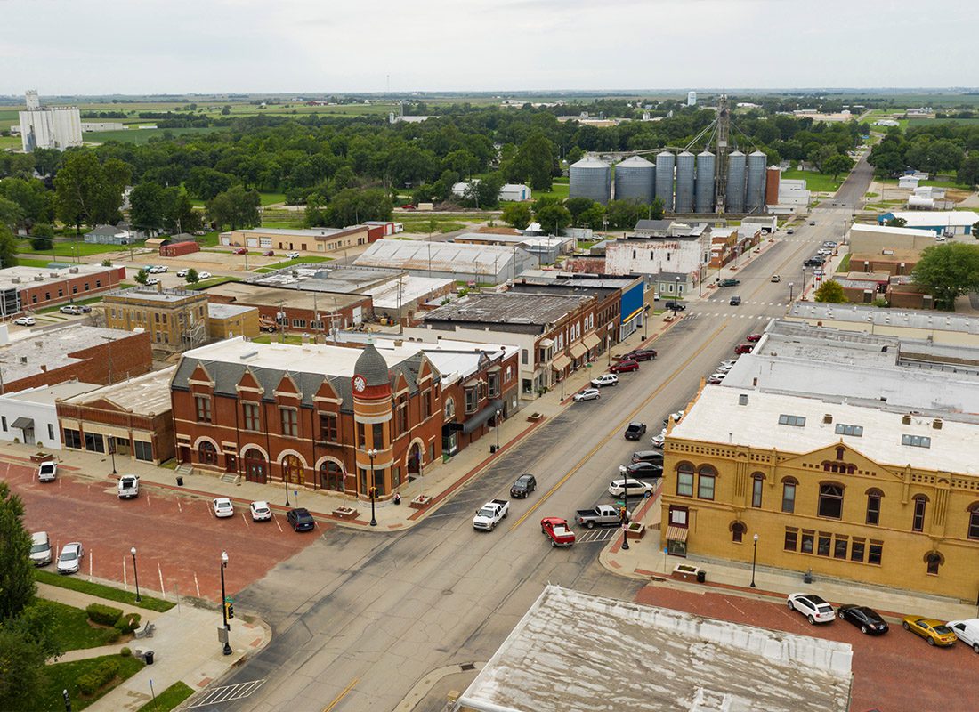 Winfield, KS - Aerial View of a Small Town in Kansas